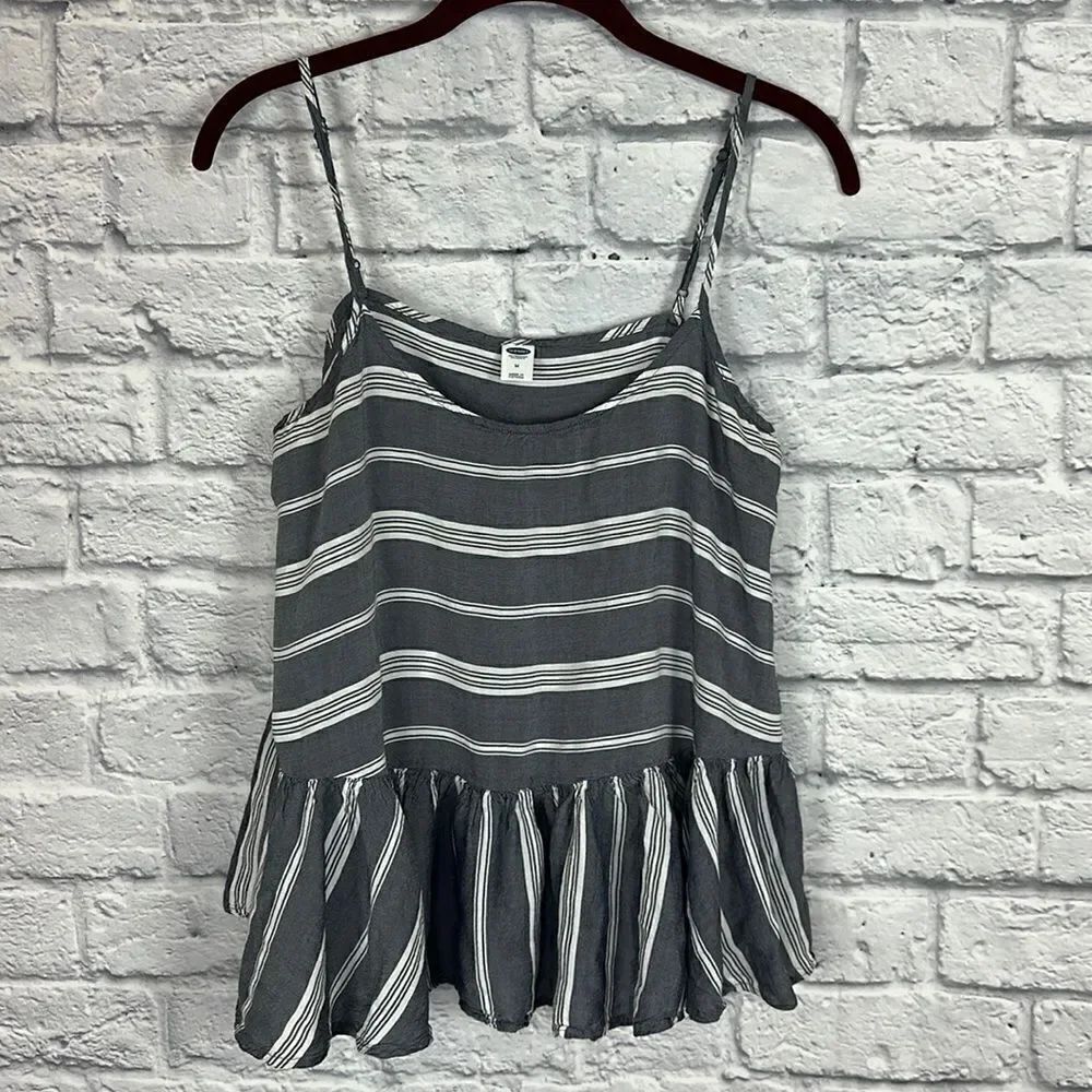 Old Navy Gray and White Striped Camisole Size Medium